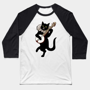 Vintage Cat Playing Banjo Baseball T-Shirt